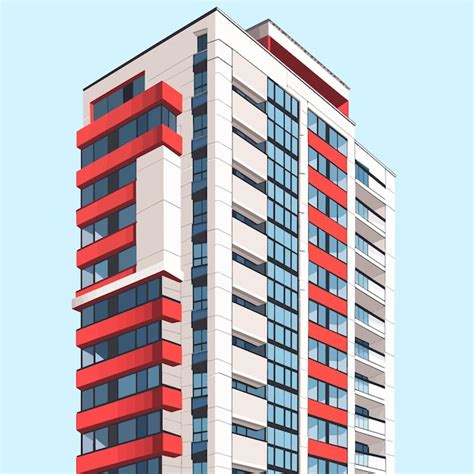 Un Edificio Alto Con Muchas Ventanas Y Un Edificio Rojo Y Blanco Con