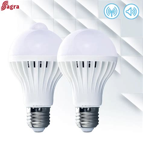 L Mpada Inteligente Do Sensor De Movimento Pir L Mpada Led Luz De Som