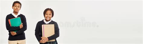 Happy African American Schoolkids in Neat Stock Image - Image of ...