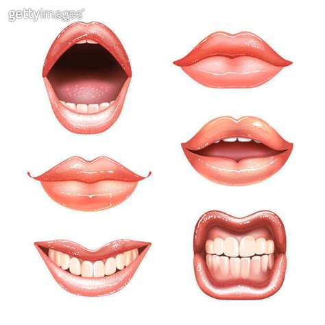 Shining Beautiful Female Nude Lips With Teeth For Different Designs