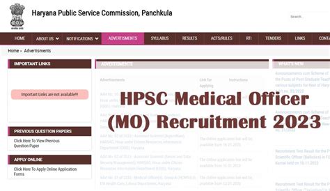 Hpsc Medical Officer Mo Recruitment 2023 Notification Apply