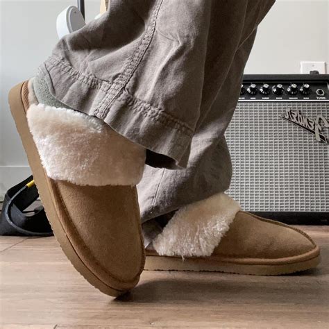 Ugg style slippers. These fur lined slip ons have... - Depop