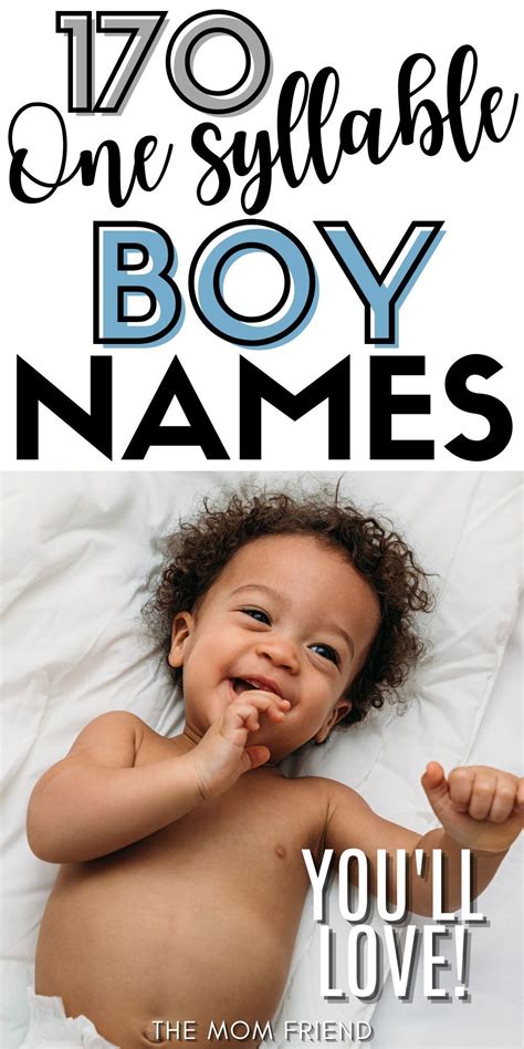 One Syllable Boy Names For First Or Middle Names One Syllable