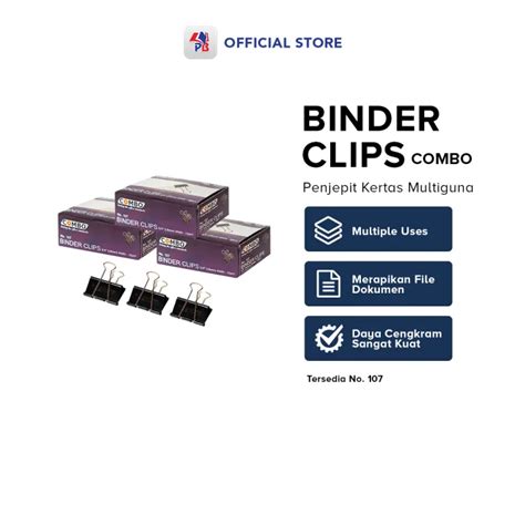 Binder Clips No 107 Kecil Merk Combo Penjepit Kertas Multiguna Hitam