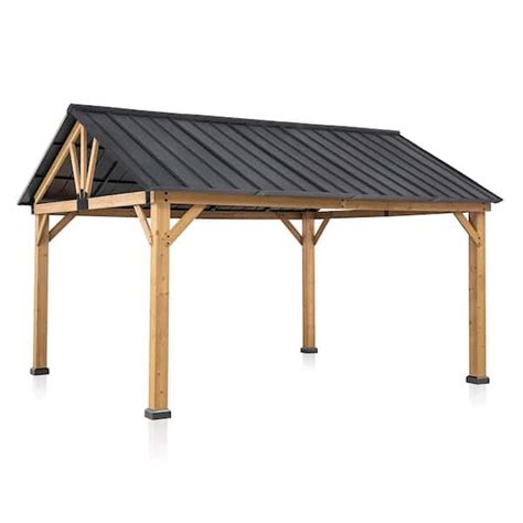 Eagle Peak 13 Ft X 11 Ft Cedar Wood Hardtop Outdoor Patio Gazebo With