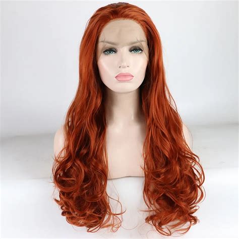 Marquesha Long Wavy Synthetic Lace Front Wigs Natural Looking Copper