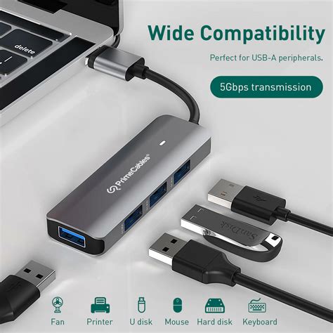 Adaptateur Usb Cusb A Vers Usb Concentrateur Portable Haute Vitesse Usb 30 à 4 Ports Primecables