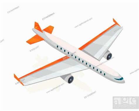 Airplane Isometric Projection Icon Passenger Aircraft Vector Illustration Isolated On White