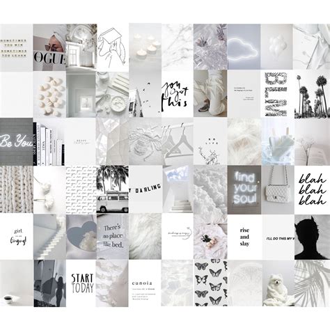 Wall Hangings White Aesthetic Room Decor White Wall Collage 100pc White Wall Collage Kit Instant