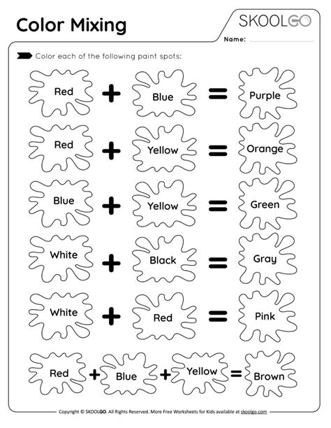 Color Mixing - Free Worksheet - SKOOLGO