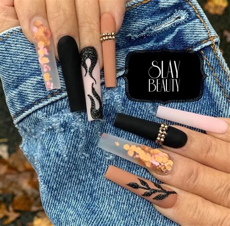 Luxury Elaborate Pink Black Nude Press On Nails Slaylebrity