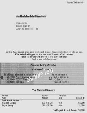 Fillable Online Your New Bank Of America Statement Easy To Read