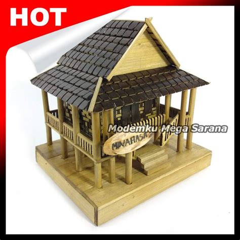 Jual Miniatur Rumah Adat Minahasa Rumah Panggung Manado Dari Bambu Di