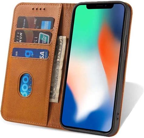 Smartphonica Iphone X Xs Leren Hoesje Met Magnetische Sluiting Bruin