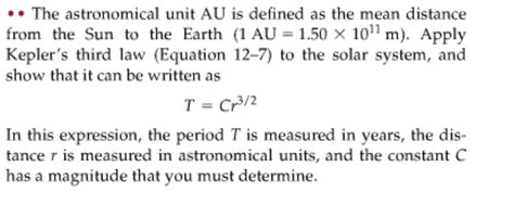 Solved - The astronomical unit AU is defined as the mean | Chegg.com