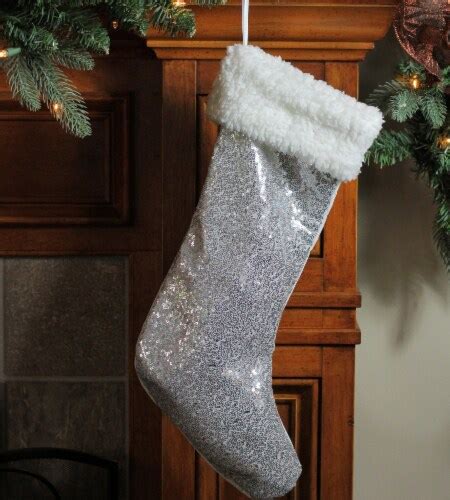 Northlight 18 Silver Sequins With A White Faux Fur Trim Christmas