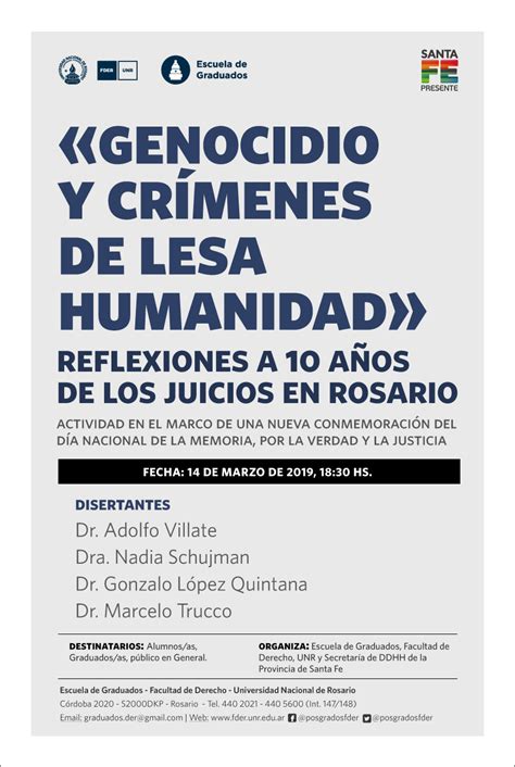 Genocidio Y Crímenes De Lesa Humanidad Reflexiones A 10 Años De Los Juicios En Rosario