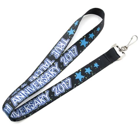 Full color blue logo polyester lanyards wholesale -Taskwin Gifts