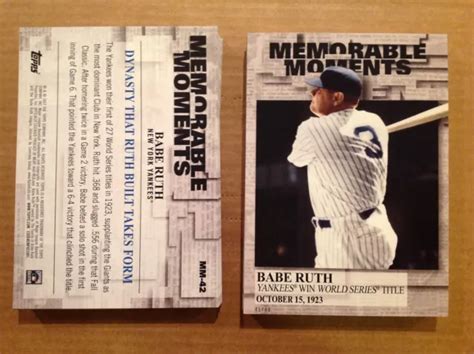 Babe Ruth Mm Yankees Hof Legend Ed Fabriqu Topps