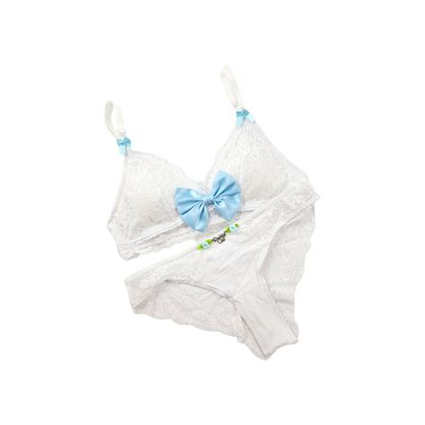 White And Blue Daddys Girl Lingerie Set Huge Bow Pastel Lace Ddlg Bdsm