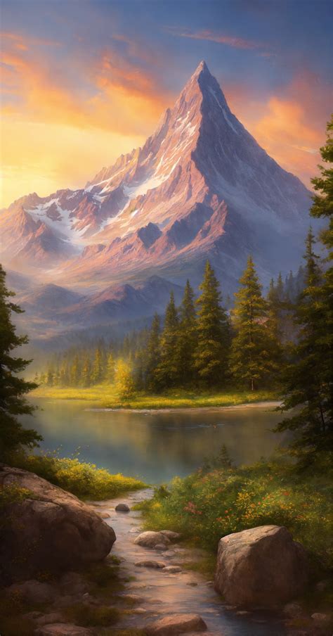 Lexica Illustrate A Serene Peaceful Mountain Peak This Scene