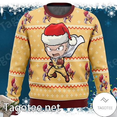 Chibi Saitama One Punch Anime Xmas Ugly Christmas Sweater Tagotee