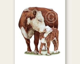 Calf painting | Etsy