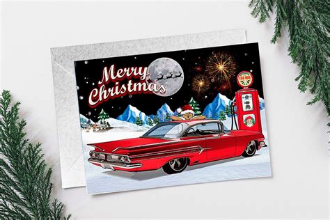 1960 Red Impala Christmas Card Etsy