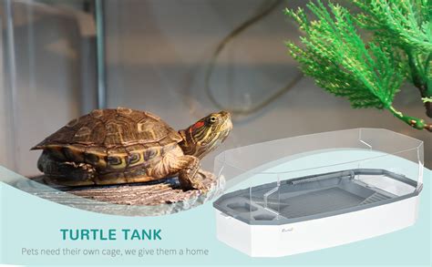 Pawhut Turtle Tank Kit Turtle Aquarium With Basking