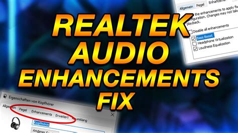 Realtek Audio Enhancement Tab FIX Bass Boost Etc Deutsch YouTube