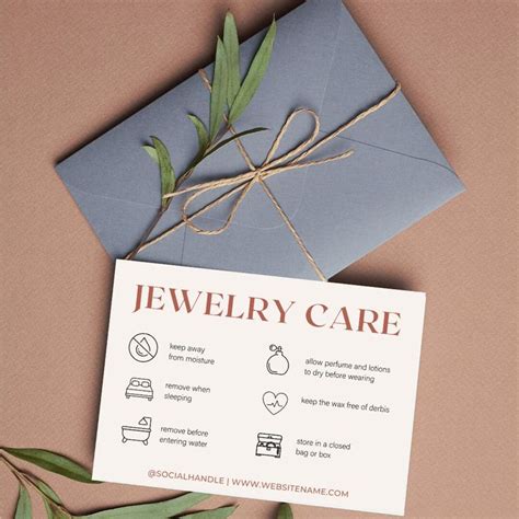 Jewelry Care Card Template Printable Jewellery Care Instructions