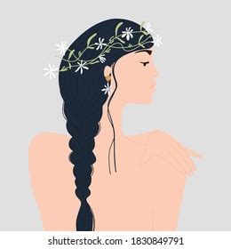 Naked Woman Long Hair Beautiful Flowers Stock Vector Royalty Free Shutterstock