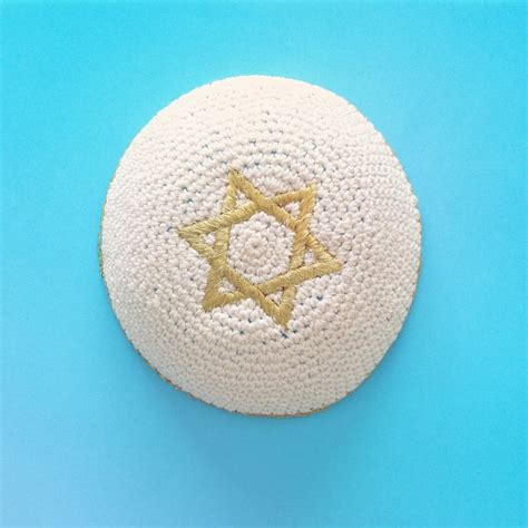 Top View Image Of Jewish Kippah Yarmulke Hat With David Star Holidays