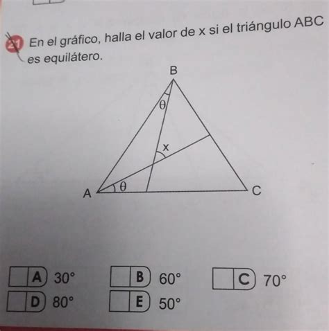 en el gráfico halla el valor de x si el triángulo ABC es equilátero