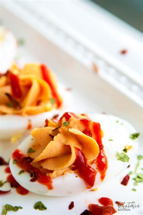 Sriracha Deviled Eggs Recipe The Bewitchin Kitchen