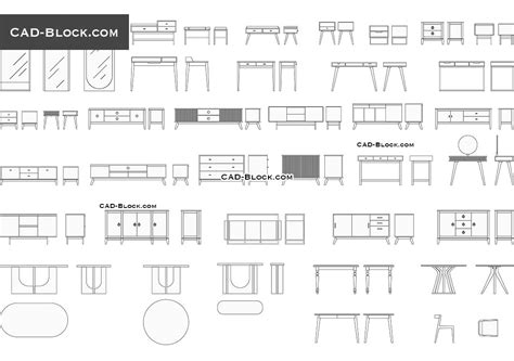 Dressers Tables Cad Blocks In Autocad