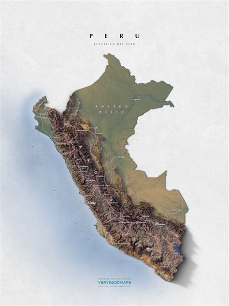 Exaggerated topographic map of Peru. by... - Maps on the Web