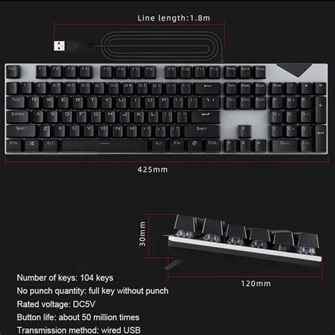 Mechanical Keyboard Wired USB RGB Light Blue Switch Gaming Keyboard ...