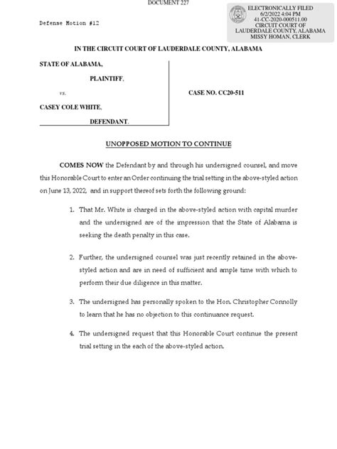 Motion To Continue Trial Pdf Virginia Circuit Court Justice