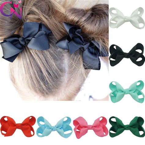 50 Pcslot 3 Plain Ribbon Hair Bows For Girls Kids Fashion Boutique