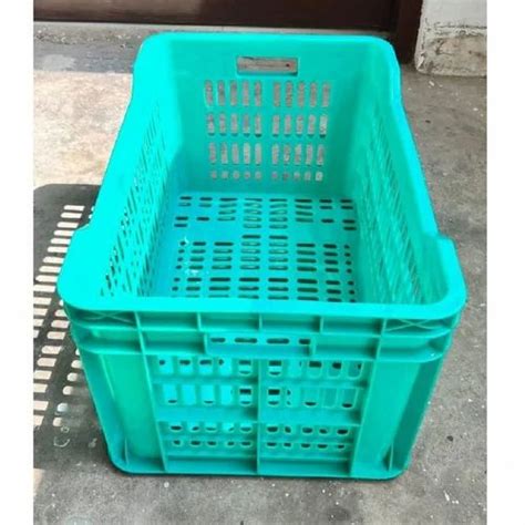 Green Hdpe Plastic Vegetable Crate Outer Dimension Lxwxh X X