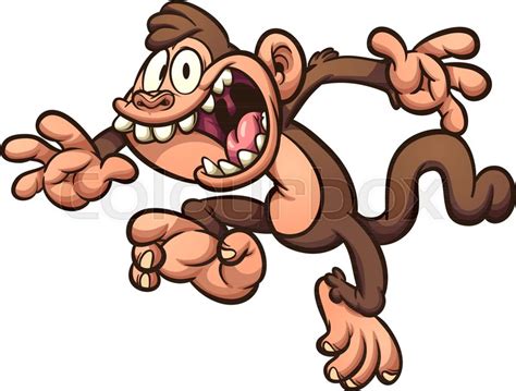 Screaming And Jumping Cartoon Monkey Stock Vector Colourbox