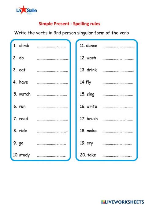 Simple Present Spelling Rules Worksheet Spelling Rules Spelling