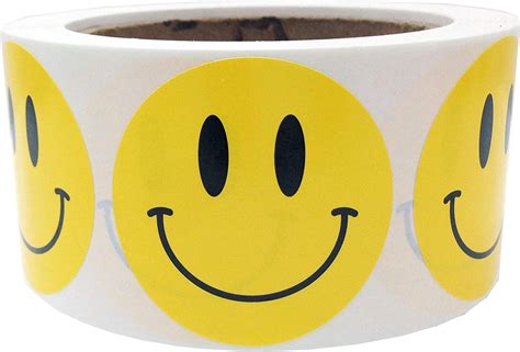 Yellow Smiley Face Happy Stickers 2 Inch Round Circle Teacher Labels