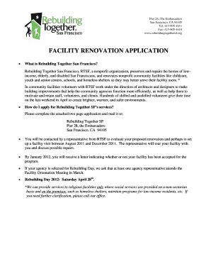 Fillable Online Rebuildingtogethersf Facility Renovation Application