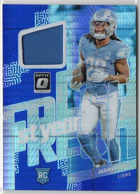 Jahmyr Gibbs 2023 Donruss Optic 1st Year Blue Hyper Prizm Rookie Relic