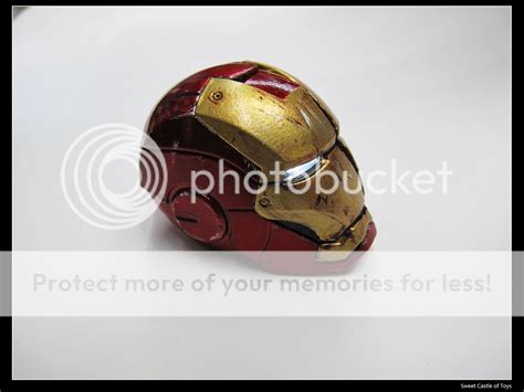 1 6 Hot Iron Man 3 Mark Tony Stark Battle Damaged Helmet LED Light Head Toys EBay