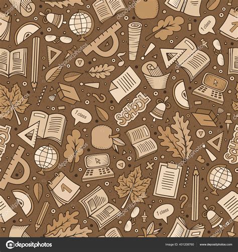 Cartoon Cute Hand Drawn Science Seamless Pattern Line Art Detailed