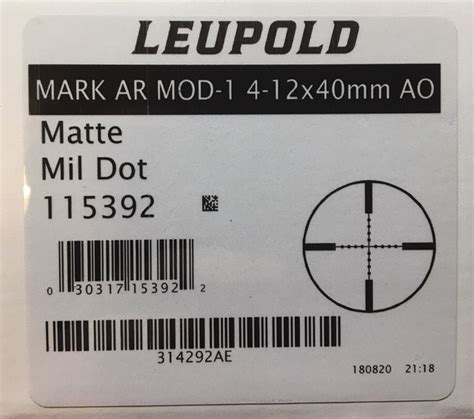 Leupold Mark Ar Mod 1 4 12x40 Adjustable Objective Mil Dot Reticle