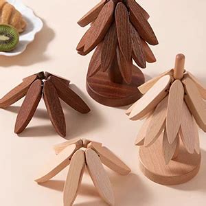 Amazon Dhiawo Wooden Tree Coaster Tree Shape Trivets Set For Hot Dishes Teapot And